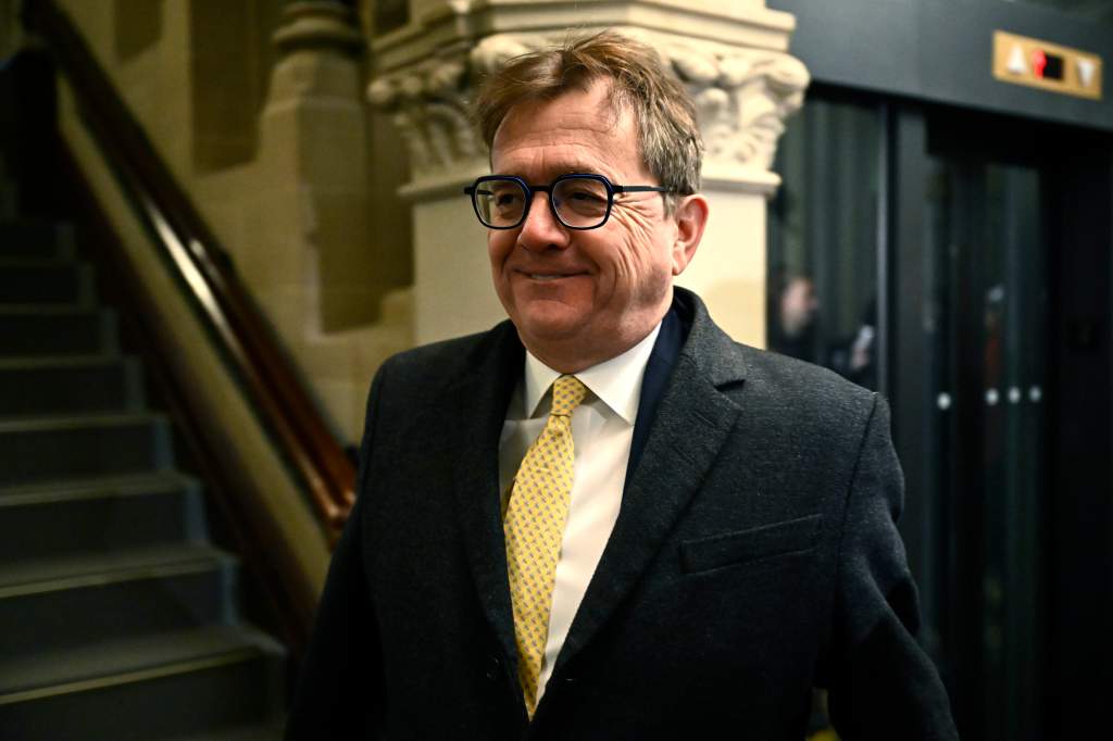 FILE -- Then-Minister of Energy and Natural Resources Jonathan Wilkinson makes his way to a meeting of the Liberal caucus in West Block on Parliament Hill in Ottawa, on Thursday, Jan. 23, 2025. THE CANADIAN PRESS/Justin Tang