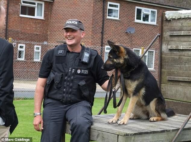 The officer began shouting that he was a police dog handler and would release the animal on him if he did not put the weapon down – but Suleiman continued to brandish the knife