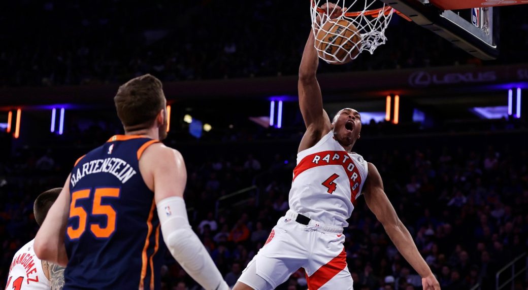 Raptors recover after Barrett's game-tying slam, edge Knicks in OT