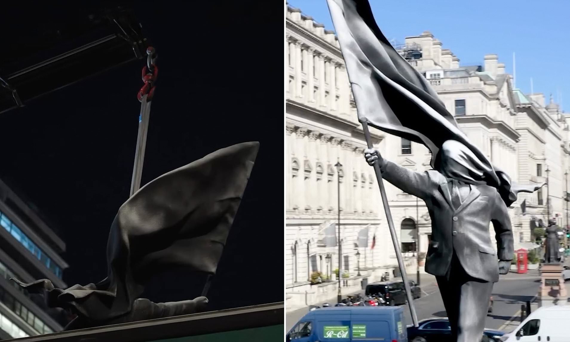 So just how DID Banksy erect an enormous statue in London at night?