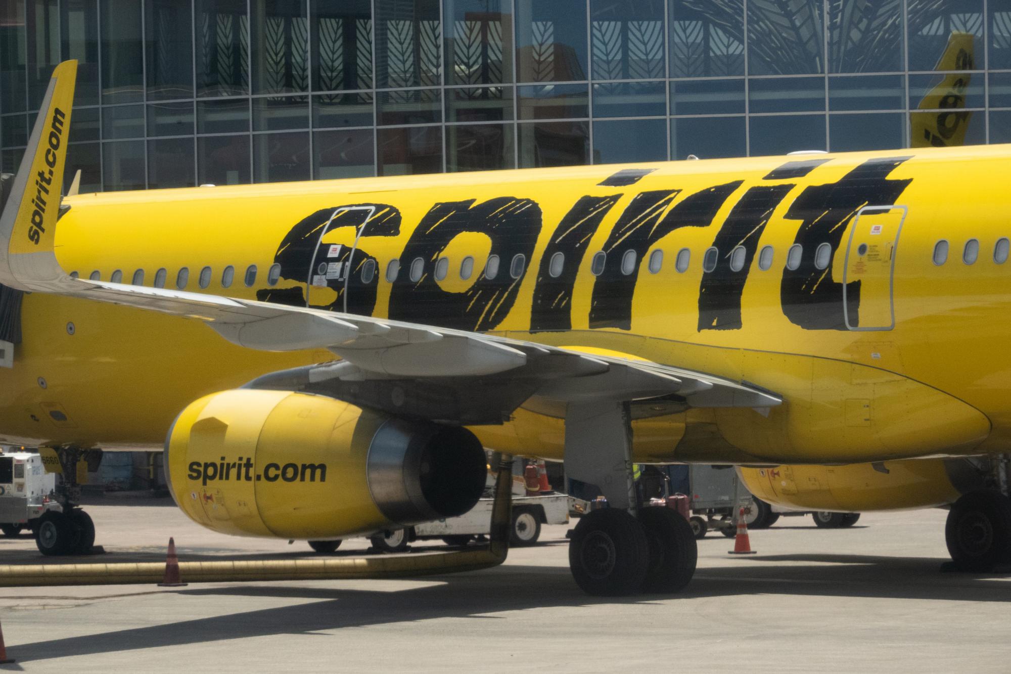 A Spirit Airlines plane in Montego Bay, Jamaica, on 26 April 2026. Photograph: Bryan Smith/ZUMA Press Wire/Shutterstock