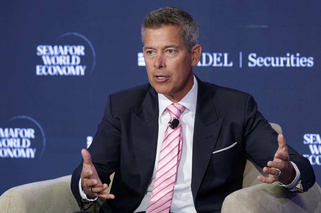 U.S. Secretary of Transportation Sean Duffy speaks at the Semafor World Economy 2026 summit on April 17, 2026 in Washington, DC. (Photo by Alex Wong/Getty Images)