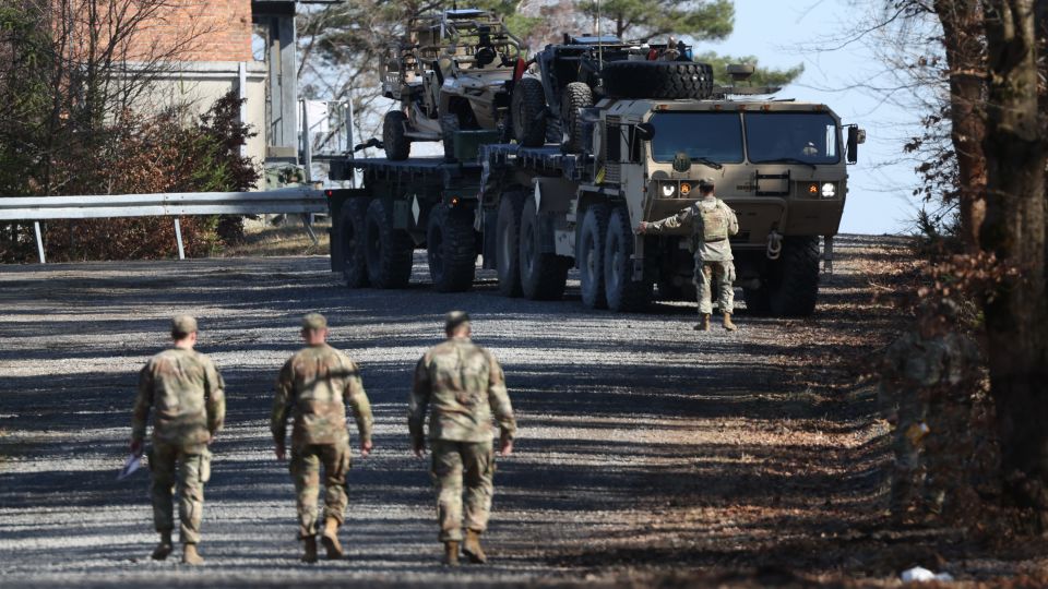 The US Army's Grafenwoehr training grounds on March 13, 2026, near Grafenwoehr, Germany.