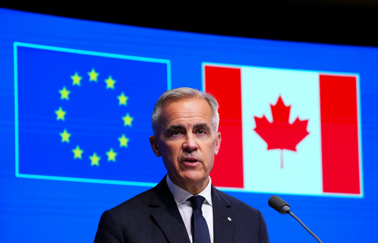 Prime Minister Mark Carney takes part in a press conference during the Canada-EU Summit in Brussels, Belgium in June 2025. Carney is looking to deepen ties with the EU during his trip to Yerevan, while local experts say he should also look to the Caucasus.