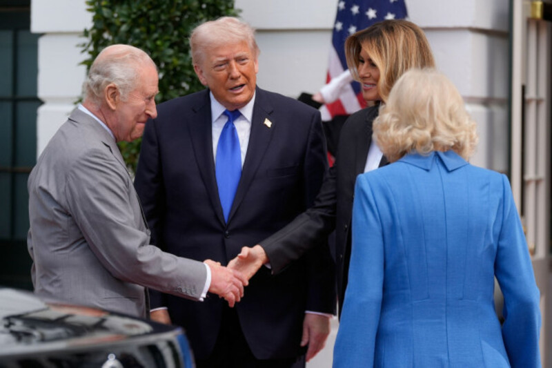 The Trumps greeting the royals upon their arrival at the White House.