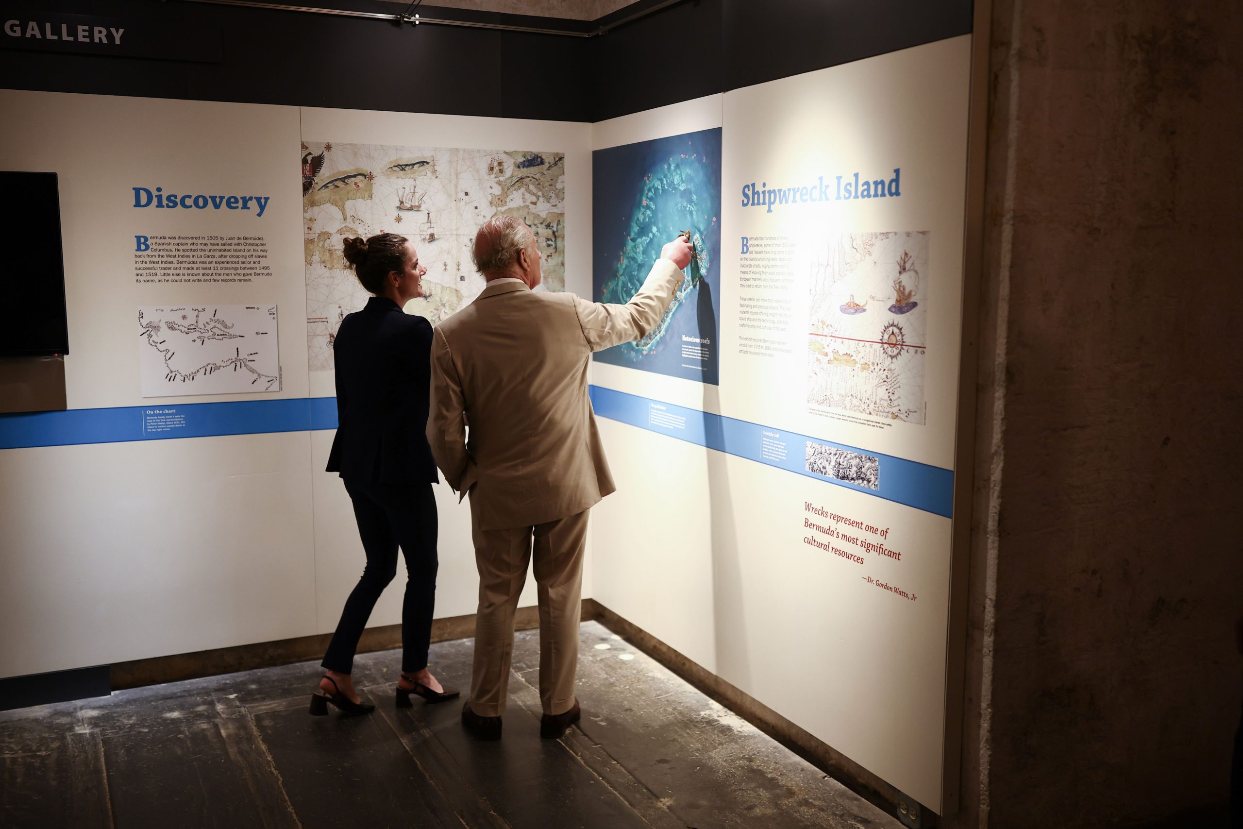 Charles speaks to Elena Strong during a visit to the National Museum of Bermuda (Henry Nicholls/PA) (PA Wire)