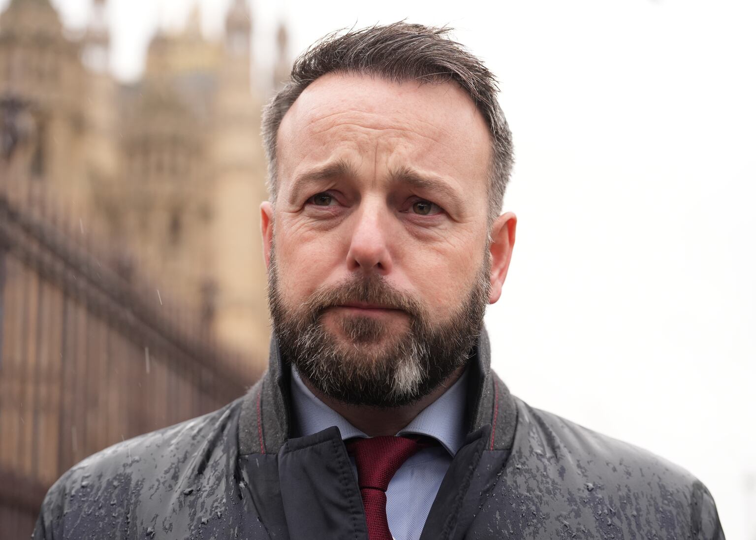 Colum Eastwood speaking to the media