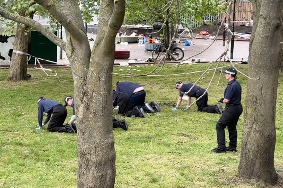 Forensics on scene in Brixton after four people shot from vehicle