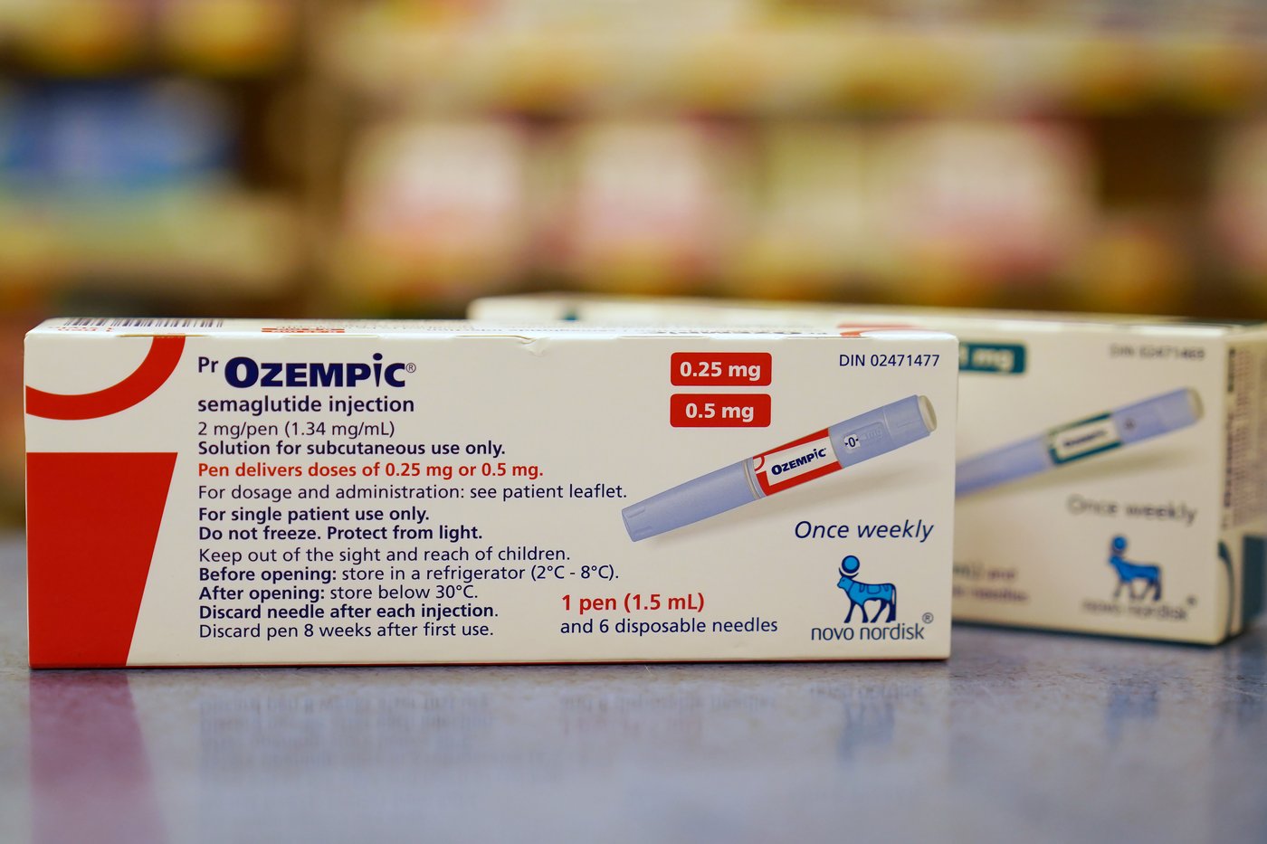 Diabetes drug Ozempic is shown at a pharmacy in Toronto on Wednesday, April 19, 2023. THE CANADIAN PRESS/Joe O'Connal