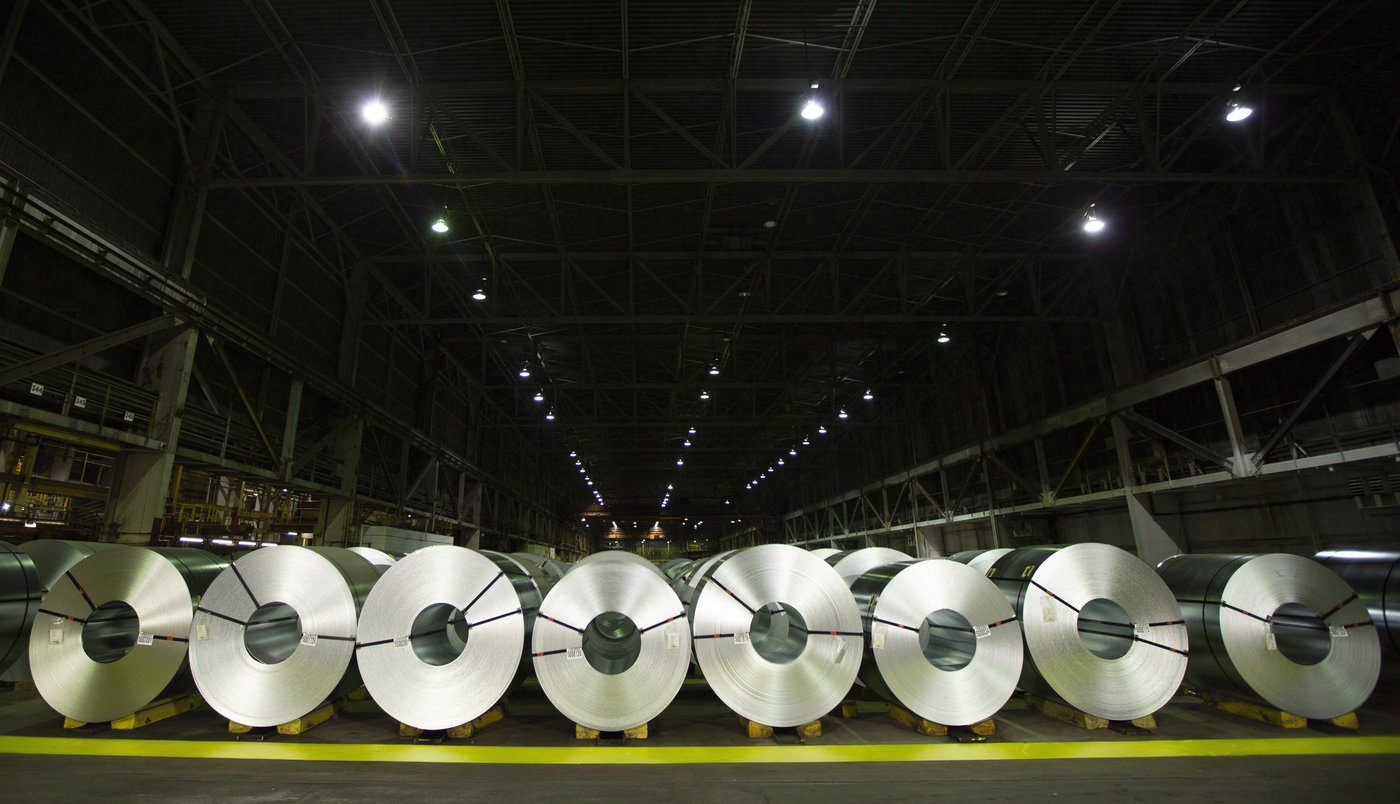 Rolls of coiled coated steel are shown at Stelco in Hamilton on Friday, June 29, 2018. THE CANADIAN PRESS/Peter Power