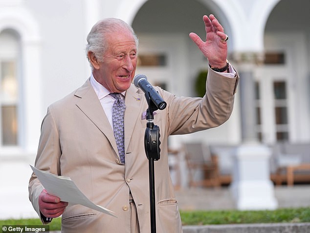 King Charles told a garden party at Bermuda's Government House in Friday evening he was 'terribly sorry it has taken so long' for the island to receive a reigning monarch