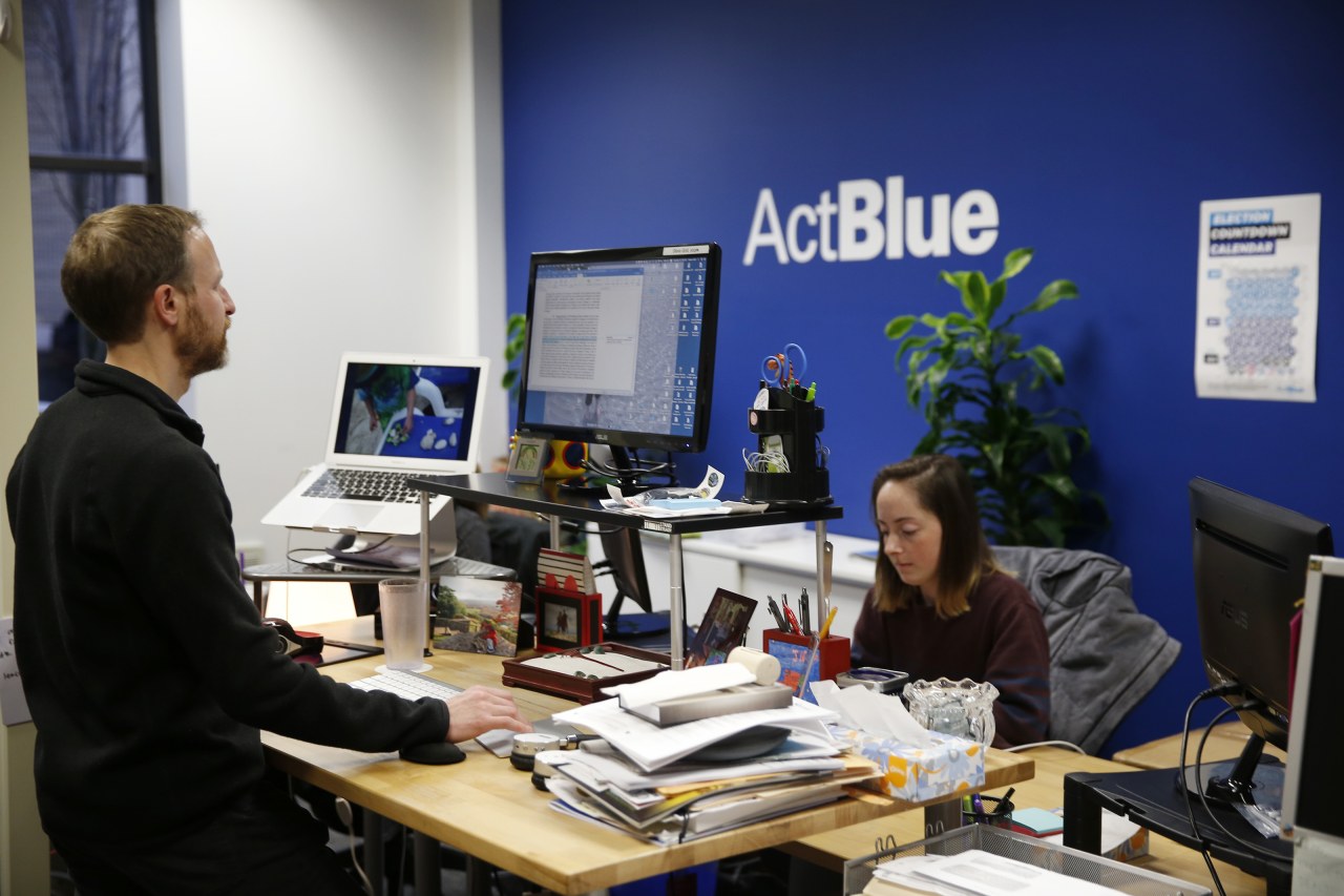 Employees at ActBlue in Somerville, Mass., in 2018.