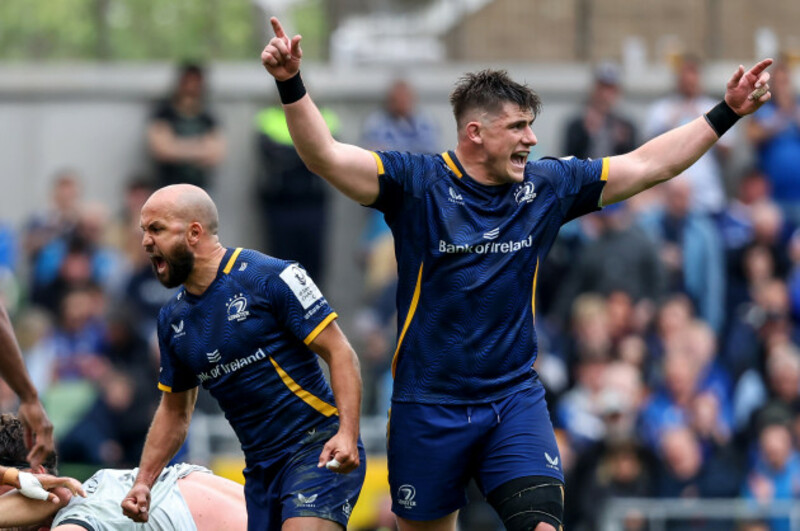 Leinster celebrate in Dublin.