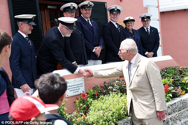 He greeted members of the Royal Bermuda Yacht Club in the island's capital, Hamilton 