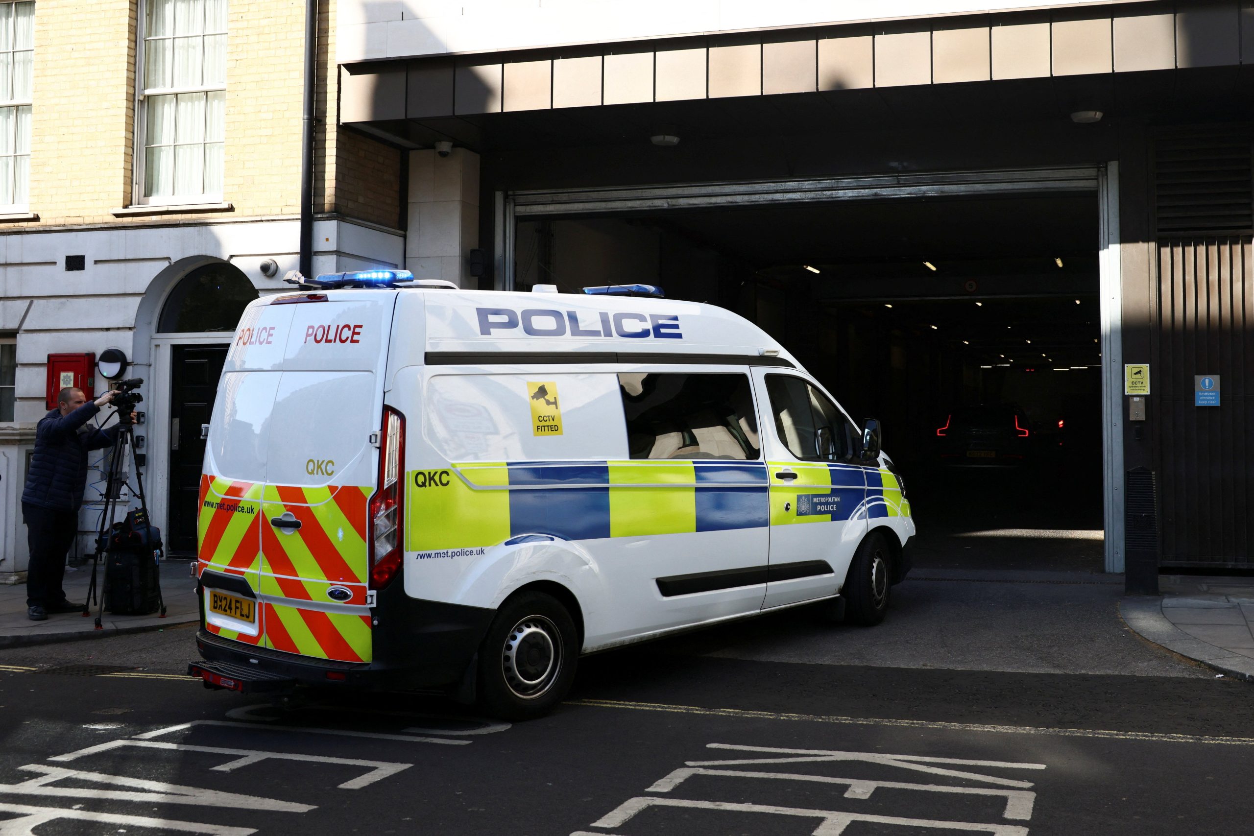 A prison van arrives at Westminster Magistrates' Court ahead of Suleiman's hearing (Reuters)