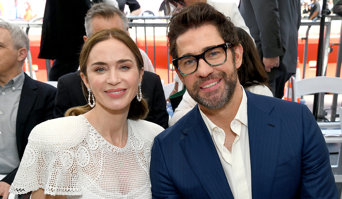 Emily Blunt and her husband, John Krasinski, on the Hollywood Walk of Fame. Pic: Alberto E. Rodriguez/Getty Images for 20th Century Studios